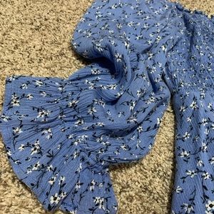 Baby Blue Floral Smocked knee length sundress